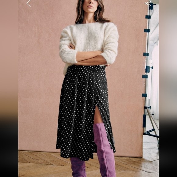 Sezane Dresses & Skirts - Sezane Alicia Polka Dot Midi Length Skirt
